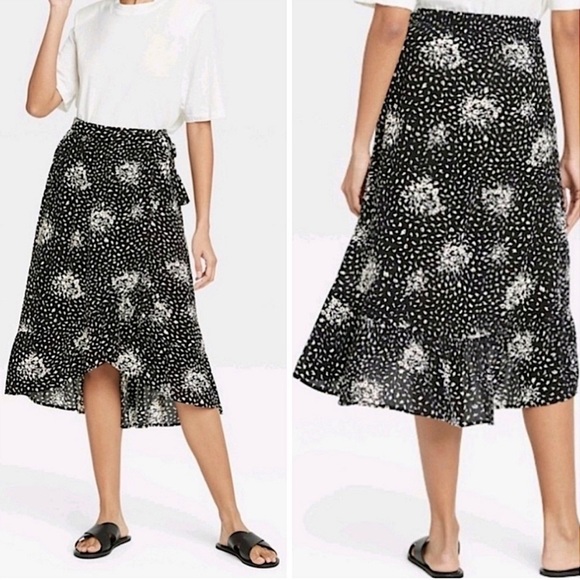 Knox Rose floral faux wrap midi skirt NWT - Picture 9 of 9